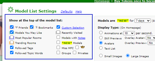 Show at the top of the model list